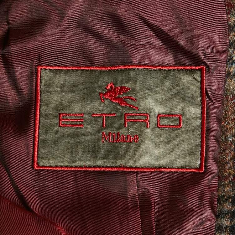 Pre Owned Etro Multicolor Wool Houndstooth Pattern Blazer M