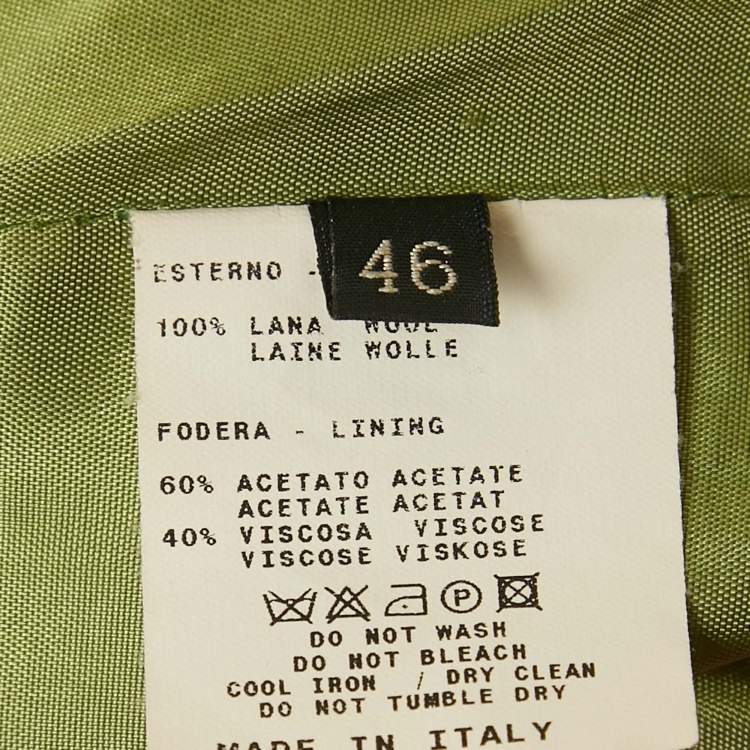 Pre Owned Etro Green Embroidered Wool Single Breasted Blazer L