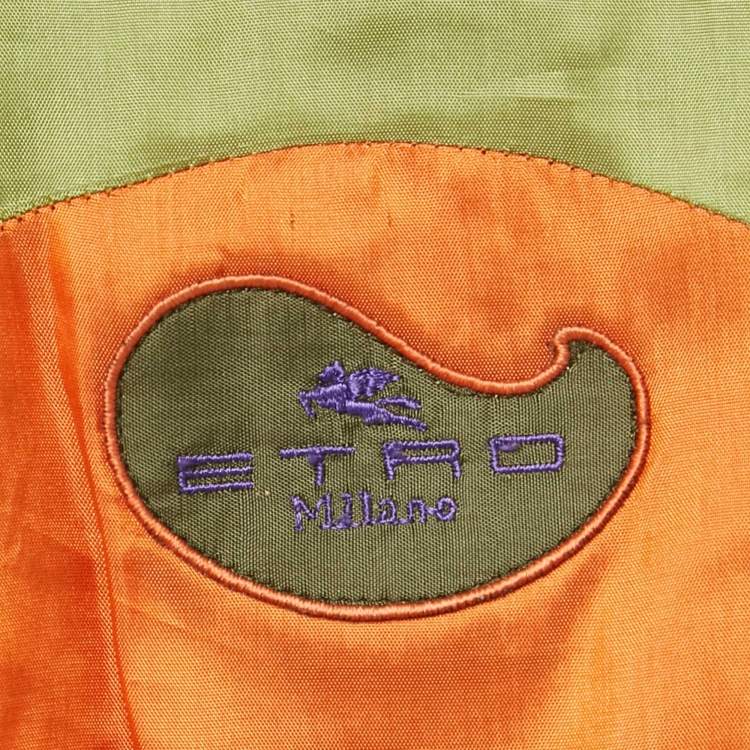 Pre Owned Etro Green Embroidered Wool Single Breasted Blazer L