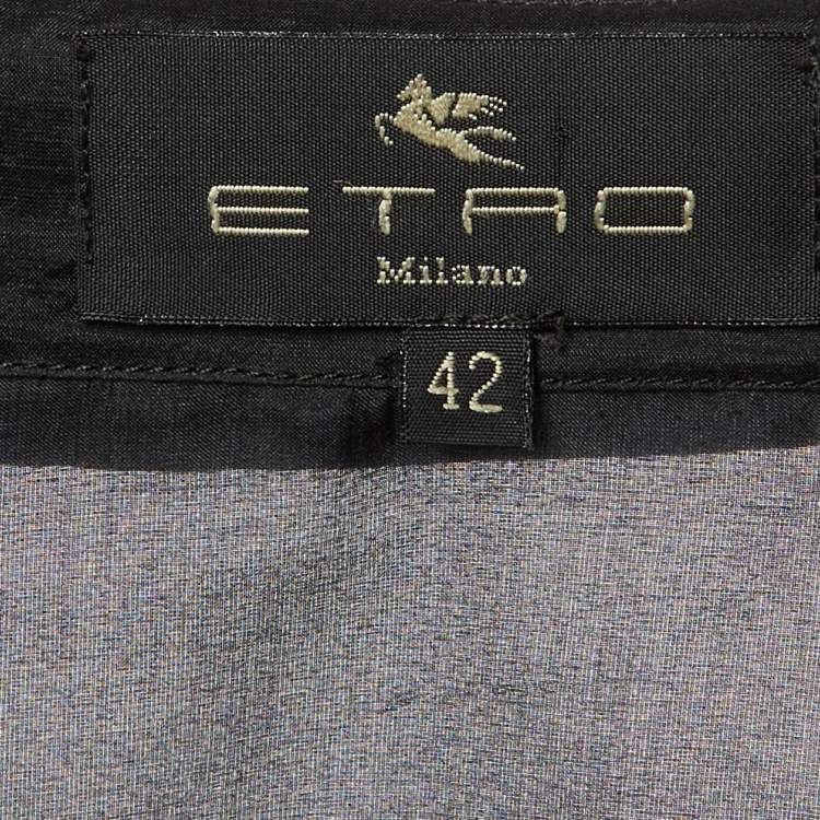 Pre Owned Etro Black Silk Button Front Shirt M