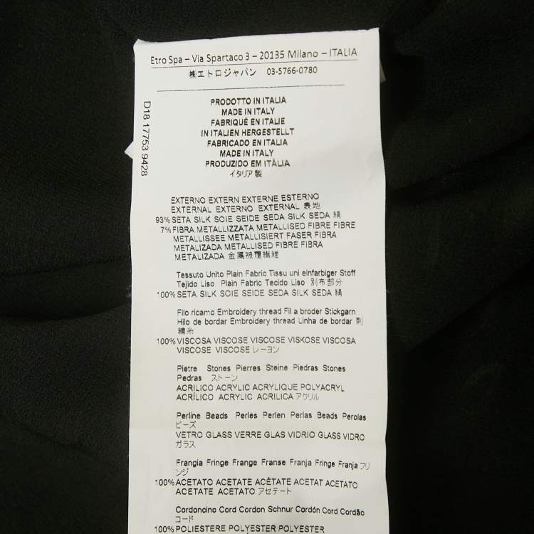 مملوكة مسبقًا Etro Black Embellished Paisley Print Silk Maxi Dress L