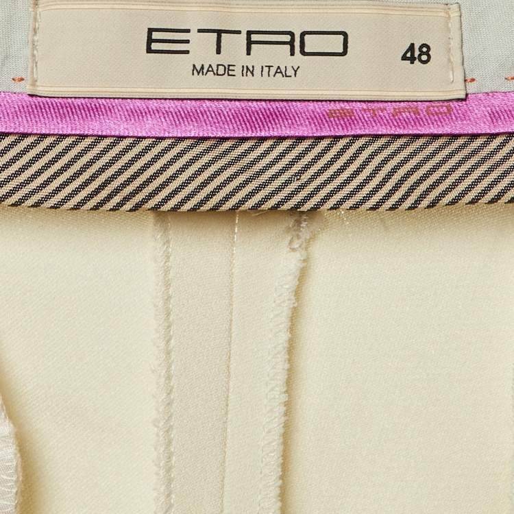 مملوكة مسبقًا Etro Beige Crepe Formal Trousers L 