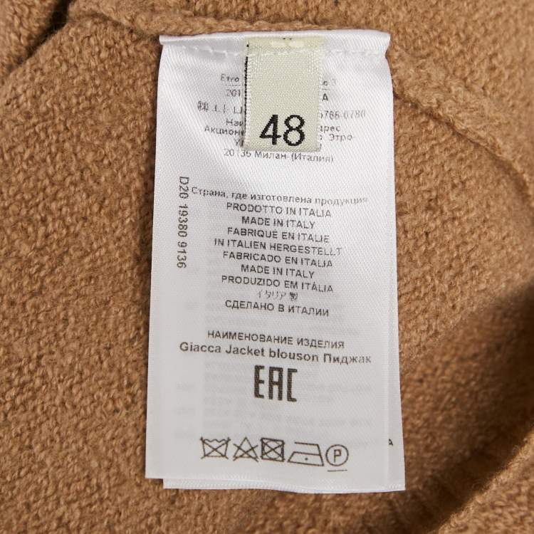 Pre Owned Etro Beige Intarsia Wool Blend Cardigan L