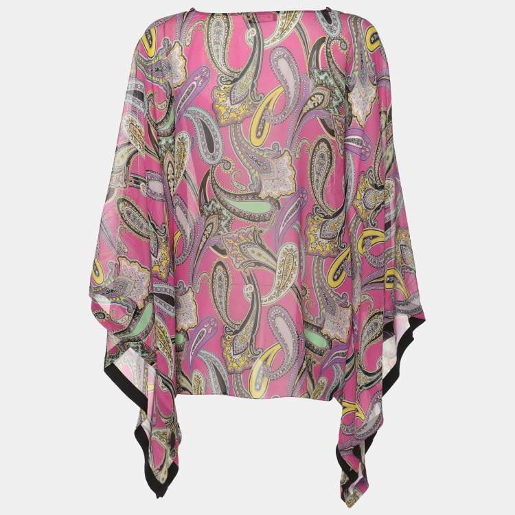Pre Owned Etro Multicolor Silk Draped Paisley Print Blouse M