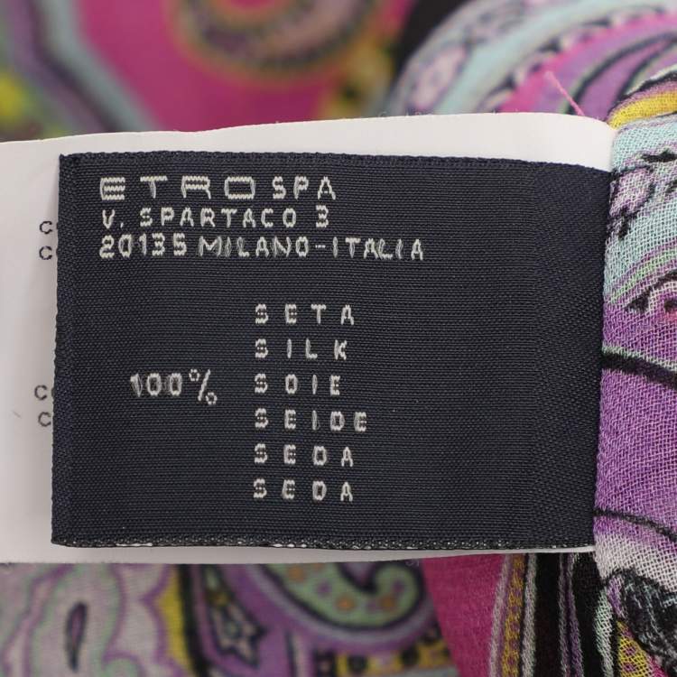 Pre Owned Etro Multicolor Silk Draped Paisley Print Blouse M