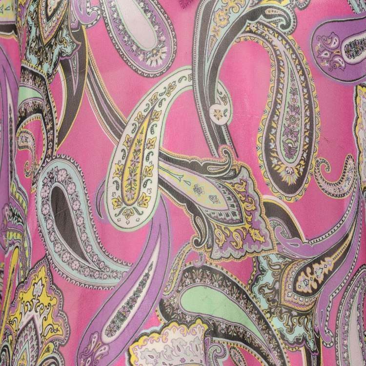Pre Owned Etro Multicolor Silk Draped Paisley Print Blouse M