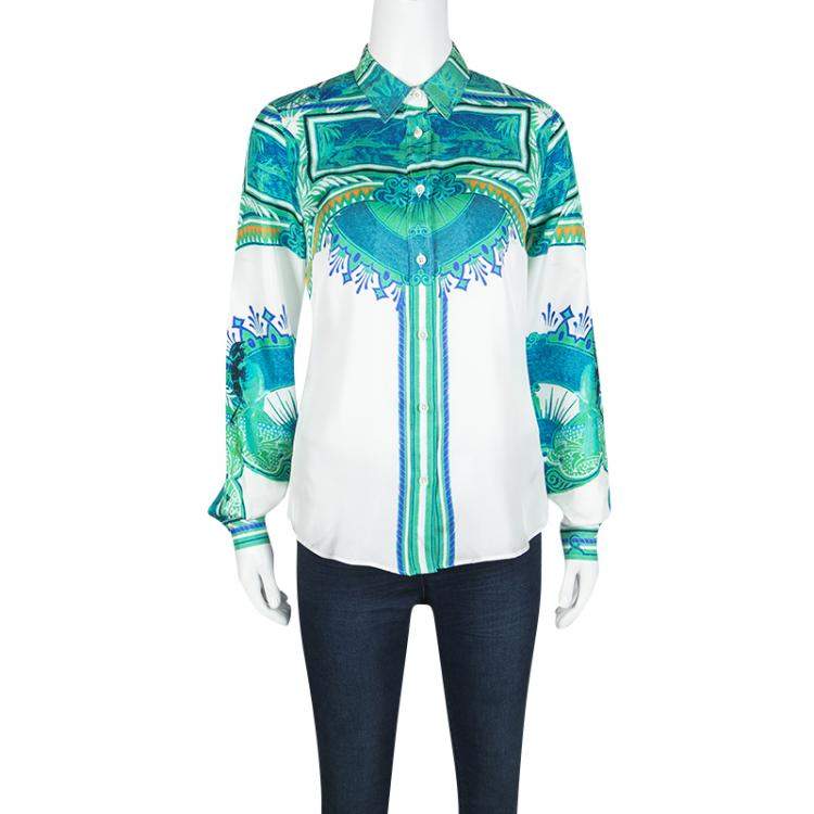 Pre Owned Etro Multicolor Printed Silk Long Sleeve Button Front Shirt S