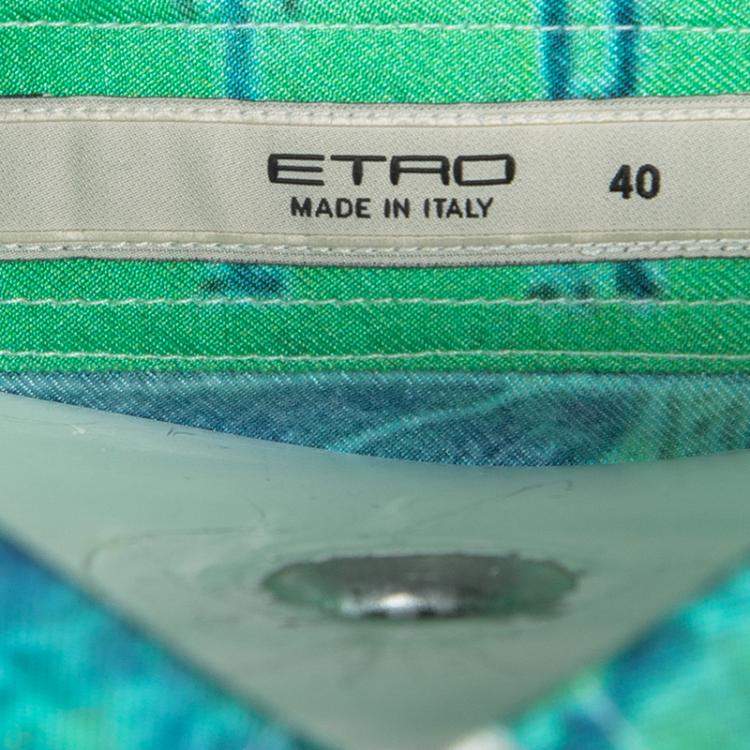 Pre Owned Etro Multicolor Printed Silk Long Sleeve Button Front Shirt S