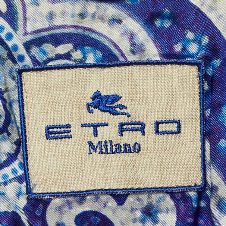 Pre Owned Etro Blue Cotton Single Breasted Blazer S
