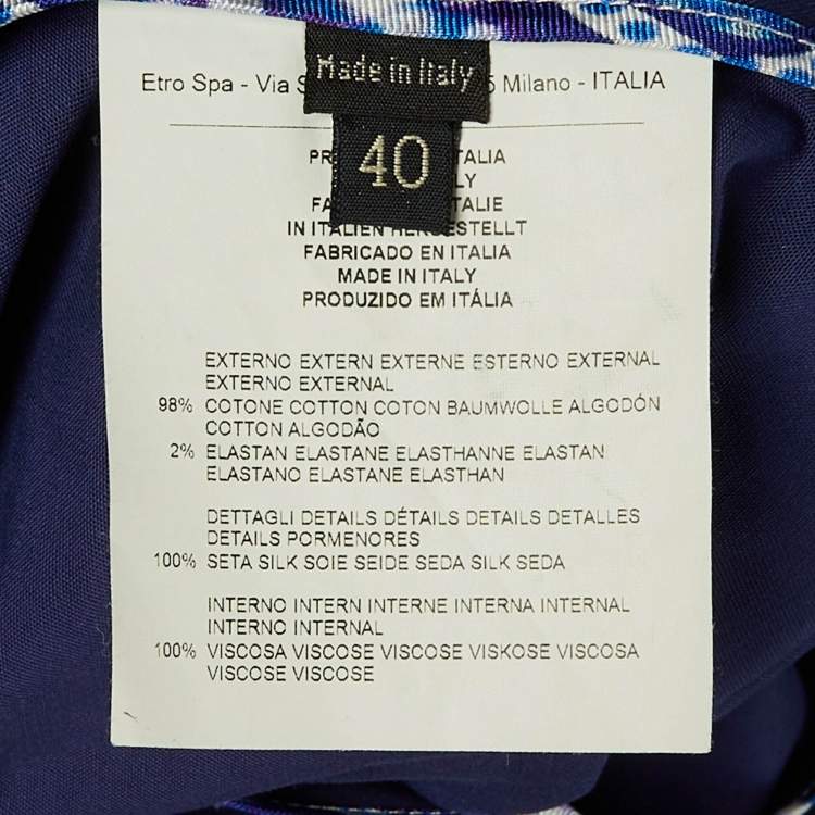 Pre Owned Etro Blue Cotton Single Breasted Blazer S