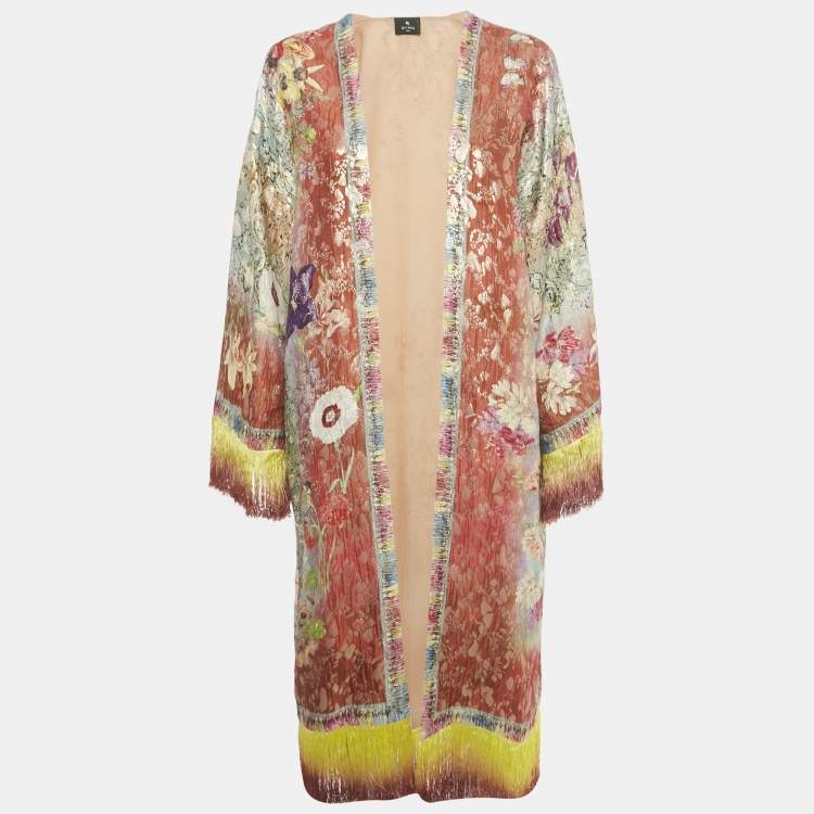 Pre Owned Etro Multicolor Lurex Tassel Detail Poncho One Size