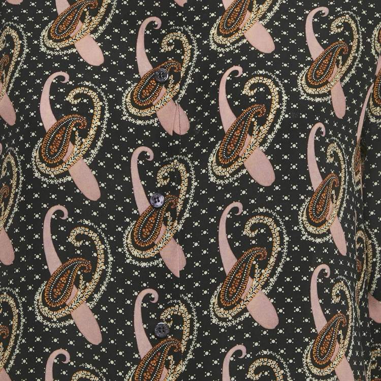 Pre Owned Etro Black Paisley Print Silk Shirt S