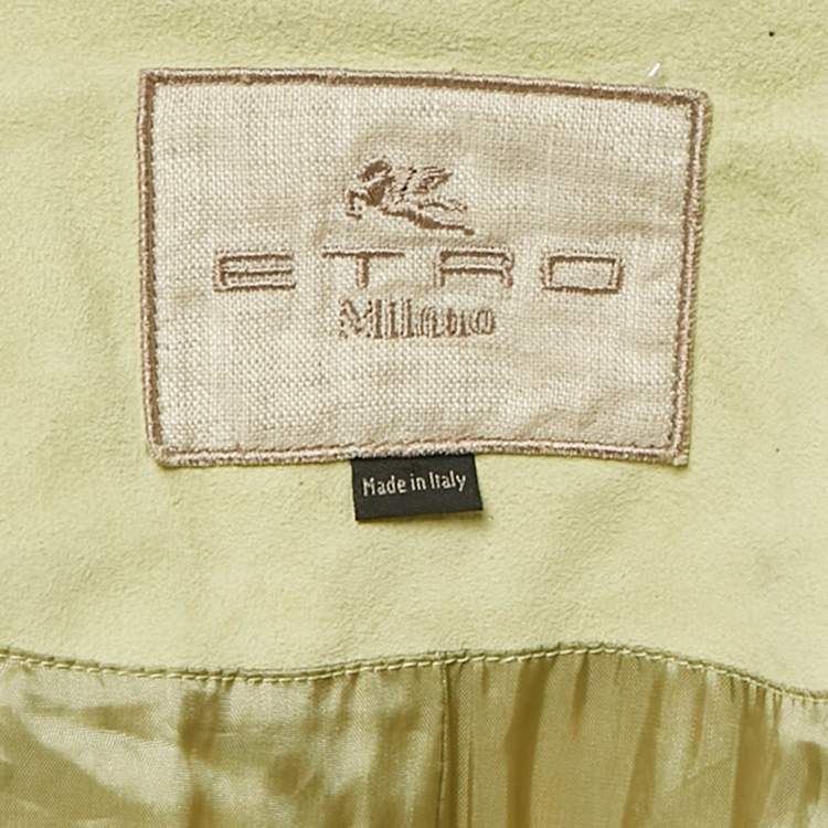 Pre Owned Etro Green Paisley Print Suede Jacket M