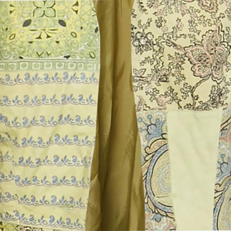 Pre Owned Etro Green Paisley Print Suede Jacket M