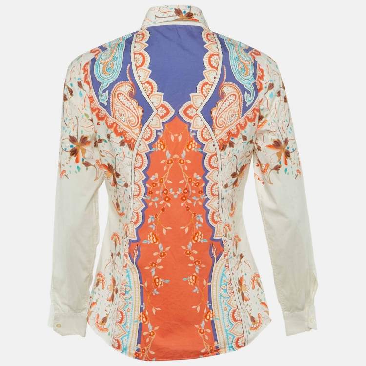 Pre Owned Etro Multicolor Paisley Print Cotton Button Front Shirt M