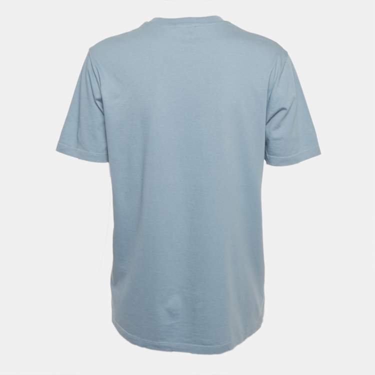 Pre Owned Etro Blue Logo Print Crewneck T-Shirt S