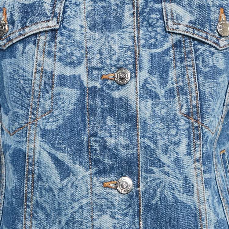 Pre Owned Etro Blue Floral Pattern Denim Jacket M