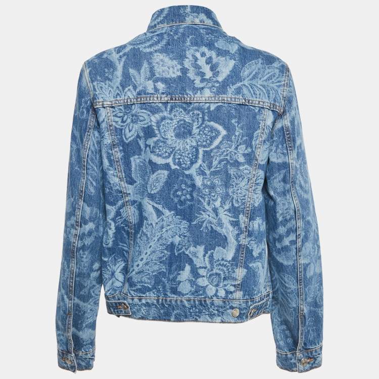Pre Owned Etro Blue Floral Pattern Denim Jacket M