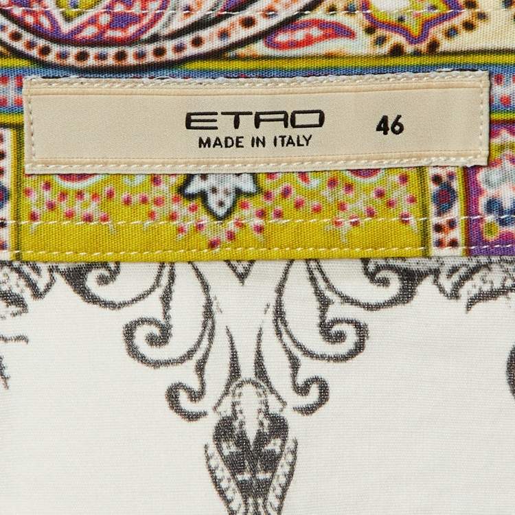 Pre Owned Etro White/Purple Paisley Print Cotton Button Front Shirt L