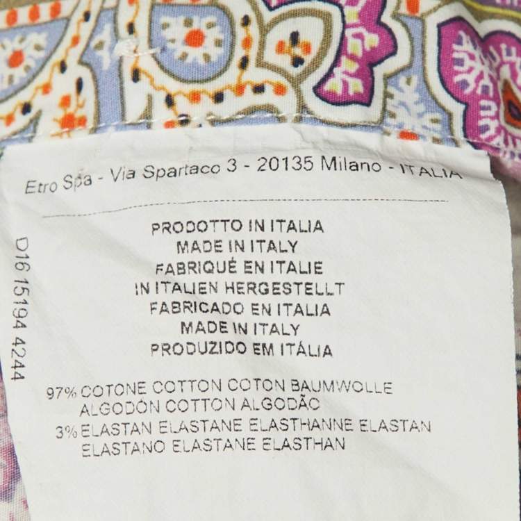 Pre Owned Etro Purple Paisley Print Cotton Button Front Shirt L 