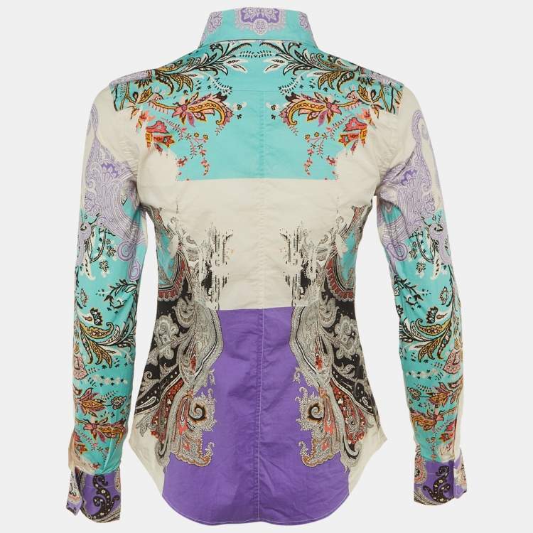 Pre Owned Etro Multicolor Paisley Print Cotton Long Sleeve Shirt S 