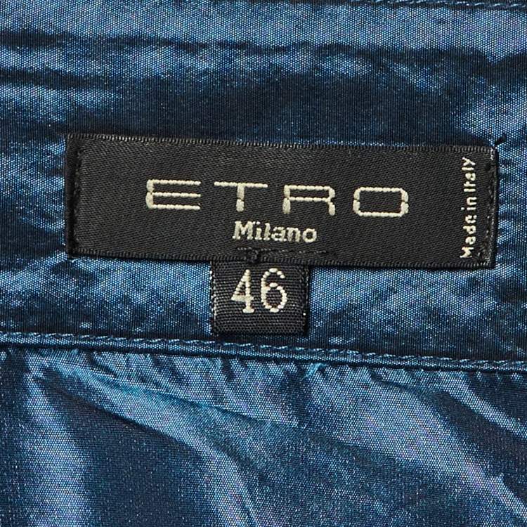 Pre Owned Etro Teal Blue Silk Button Front Shirt L