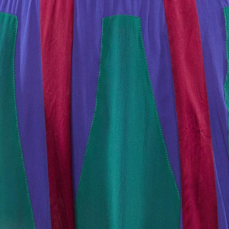 Pre Owned Etro Multicolor Silk Maxi Skirt M