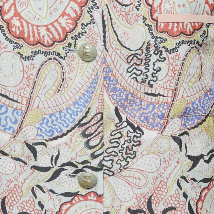 Pre Owned Etro Blue Paisley Print Silk Long Sleeve Shirt S