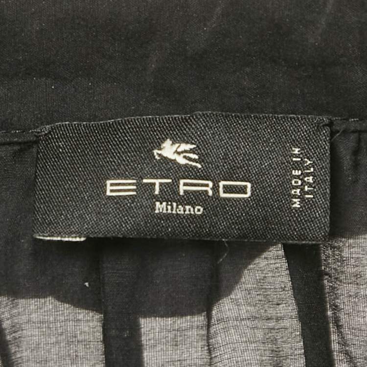 Pre Owned Etro Black Cotton & Silk Ruffled Blouse S