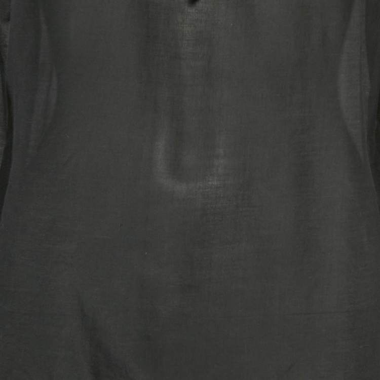 Pre Owned Etro Black Cotton & Silk Ruffled Blouse S