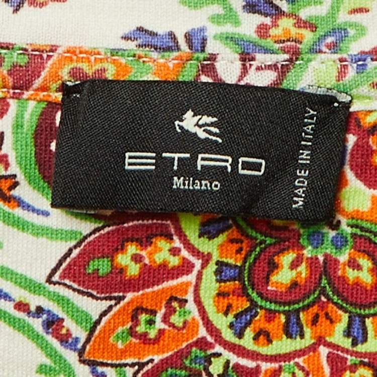 Pre Owned Etro Cream Paisley Print Cotton Crew Neck T-Shirt M