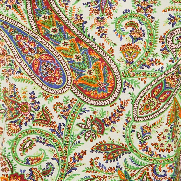 Pre Owned Etro Cream Paisley Print Cotton Crew Neck T-Shirt M
