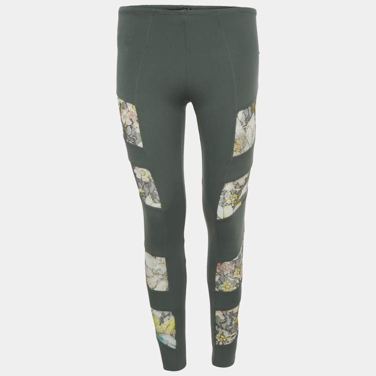 Pre Owned Etro Green Knit & Lace Leggings S/M