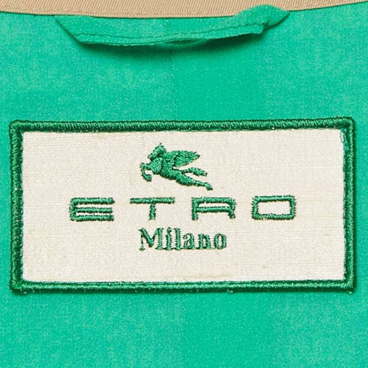 مملوكة مسبقًا Etro Green Floral Jacquard & Tweed Shrug S