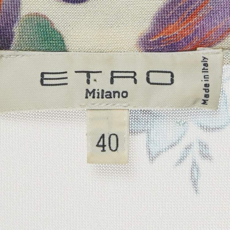 Pre Owned Etro Multicolour Floral Print Jersey Shirt Collar Mini Dress S