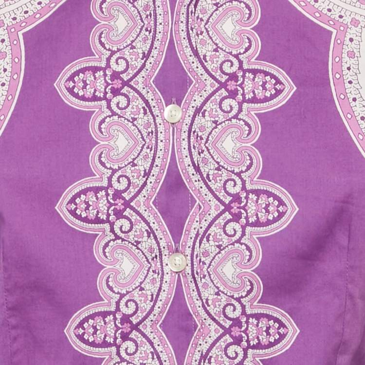 Pre Owned Etro Purple Paisley Print Cotton Shirt M