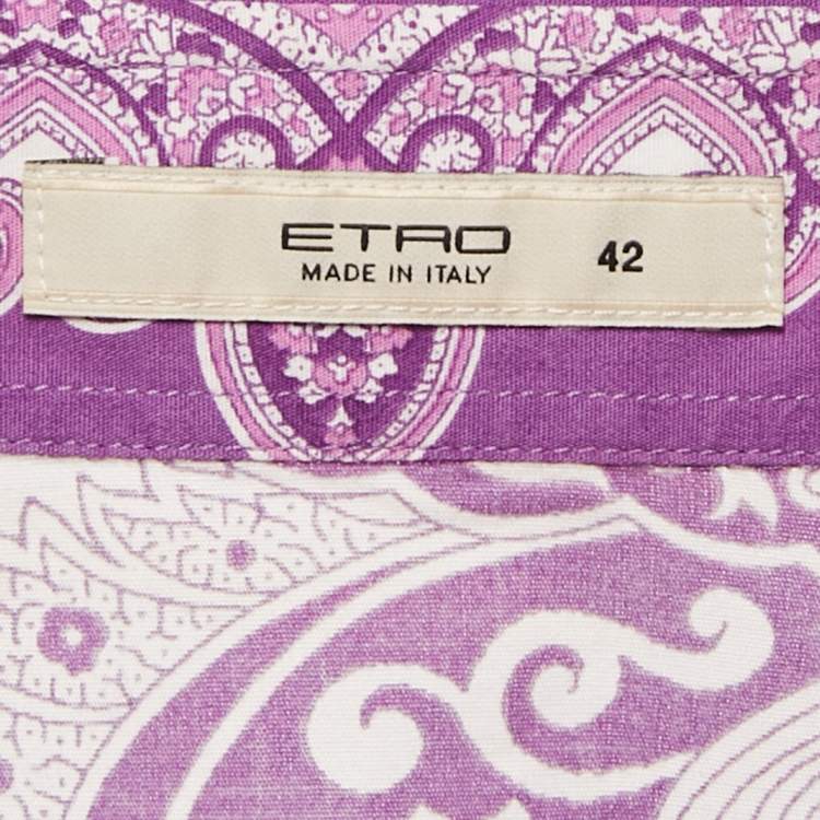 Pre Owned Etro Purple Paisley Print Cotton Shirt M