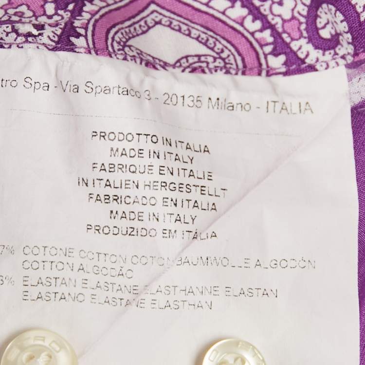 Pre Owned Etro Purple Paisley Print Cotton Shirt M