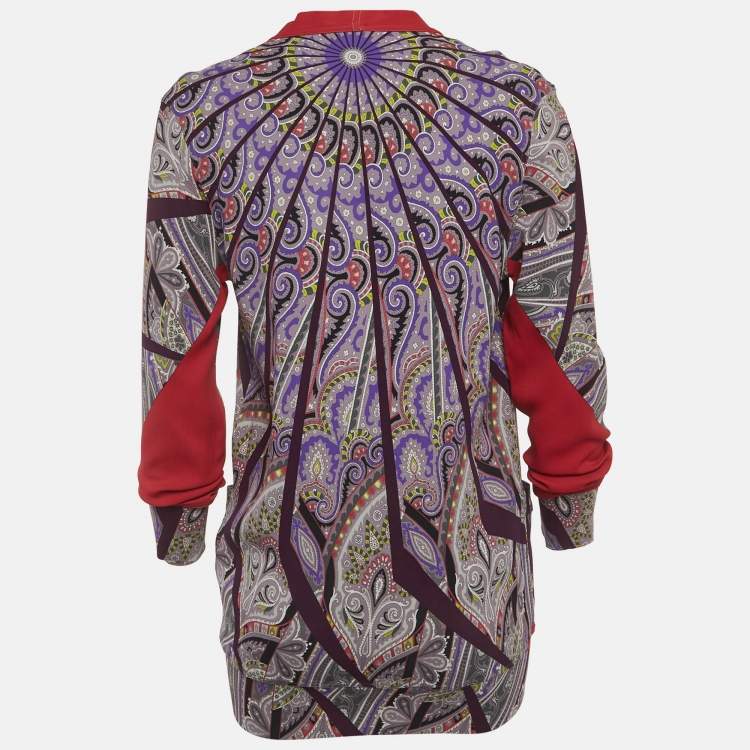 Pre Owned Etro Multicolour Paisley Print Jersey Long Sleeve Cardigan S