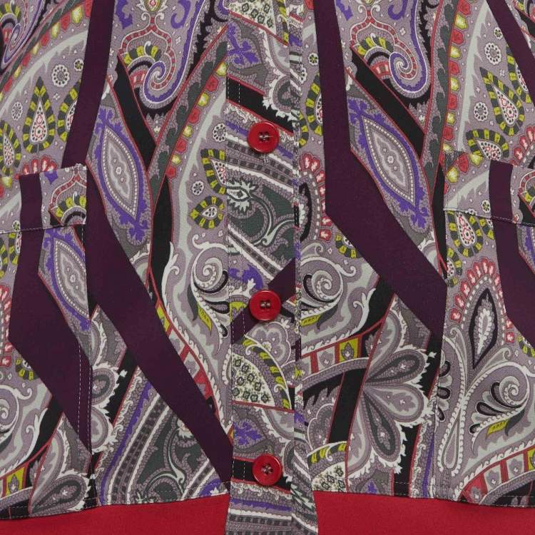 Pre Owned Etro Multicolour Paisley Print Jersey Long Sleeve Cardigan S