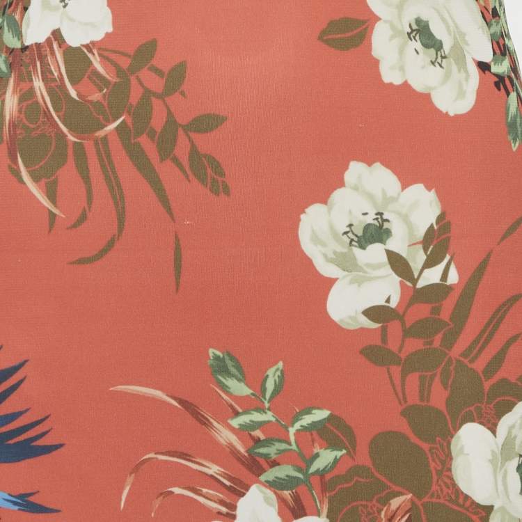 Pre Owned Etro Multicolor Floral Print Jersey Asymmetric Maxi Dress S