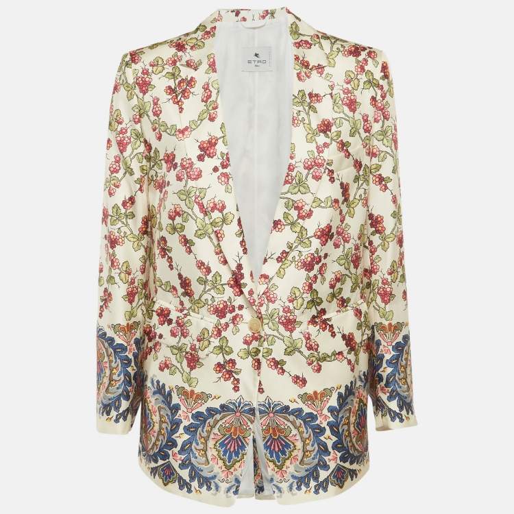 Pre Owned Etro Multicolour Berry Print Silk Blazer M