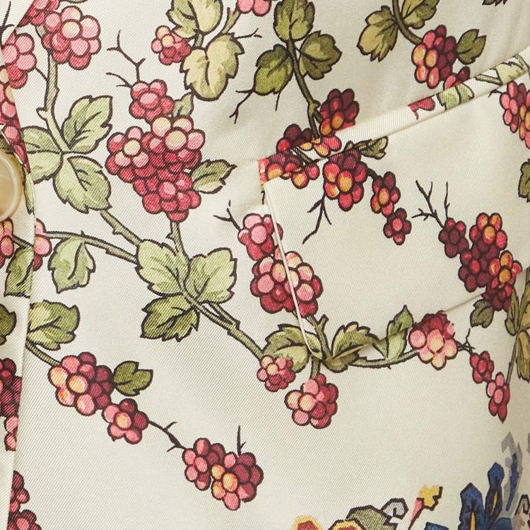 Pre Owned Etro Multicolour Berry Print Silk Blazer M