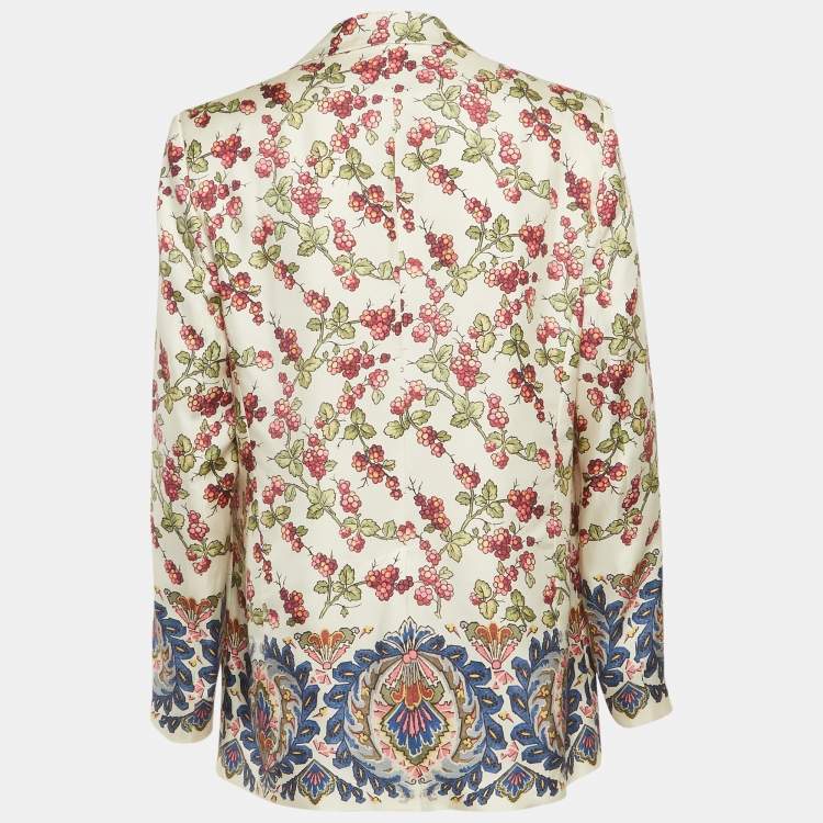 Pre Owned Etro Multicolour Berry Print Silk Blazer M