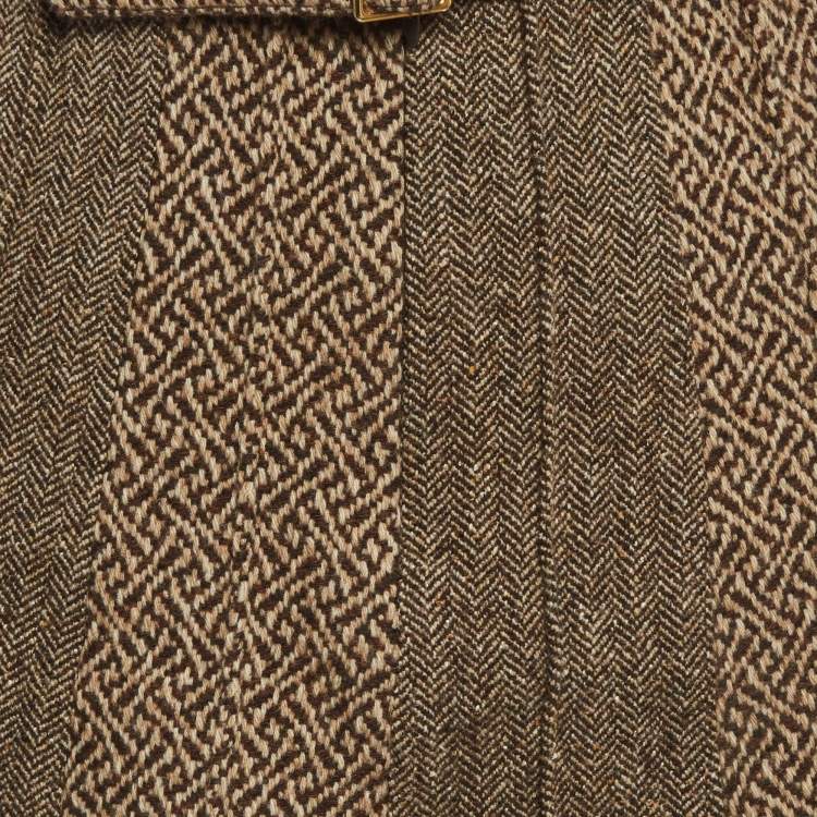 Pre Owned Etro Brown Striped Tweed Mini Skirt S