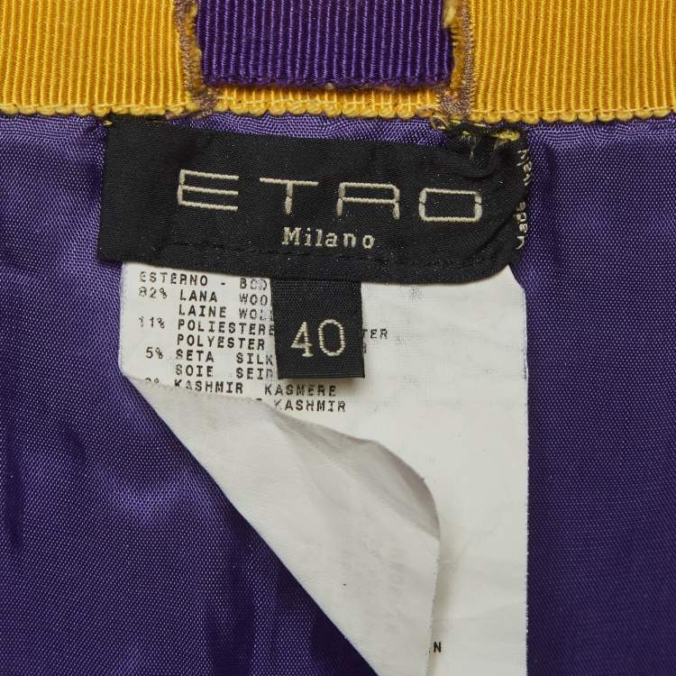 Pre Owned Etro Brown Striped Tweed Mini Skirt S