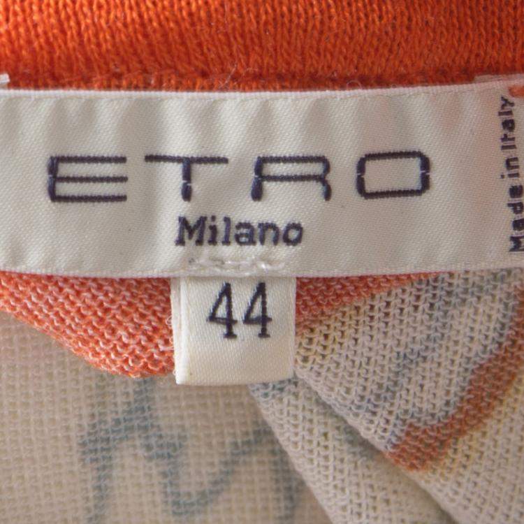 Pre Owned Etro Multicolor Knit Floral Printed Boat Neck Top M