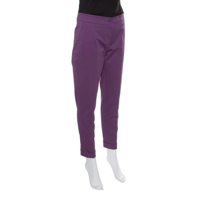 Pre Owned Etro Purple Cotton Tailored Trousers M