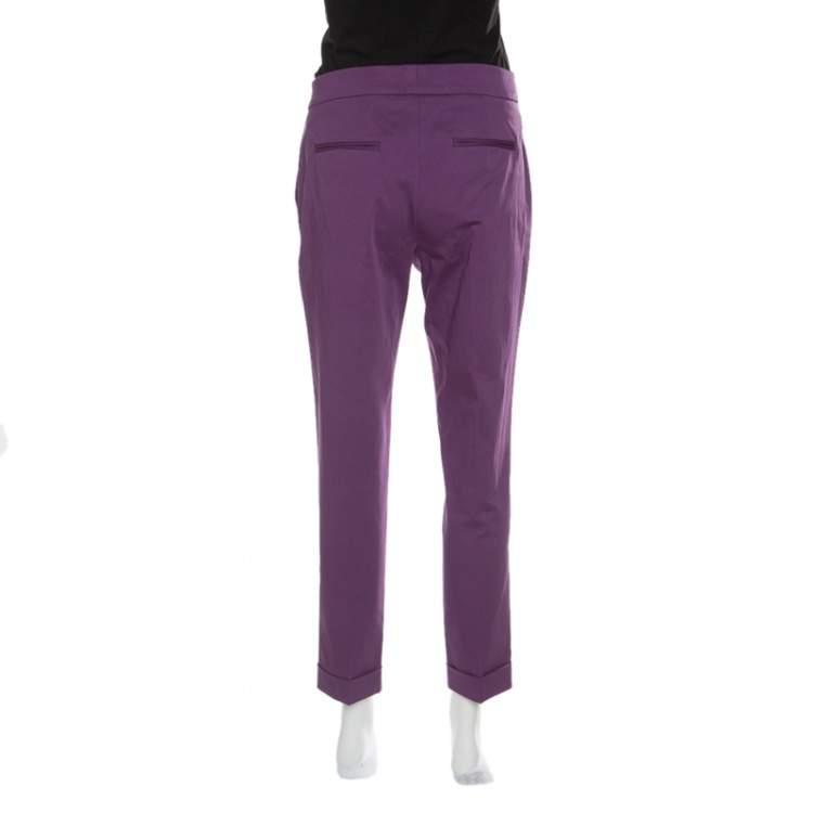 Pre Owned Etro Purple Cotton Tailored Trousers M