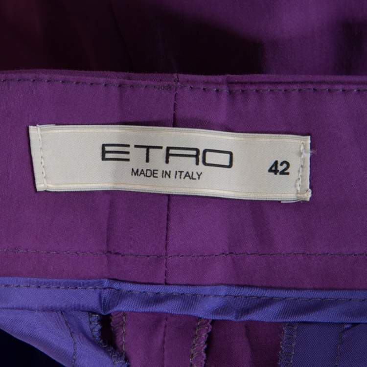 Pre Owned Etro Purple Cotton Tailored Trousers M